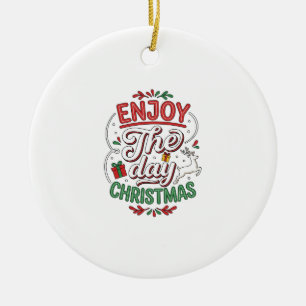 Enjoy The Day Christmas Reindeer Gift Ceramic Tree Decoration