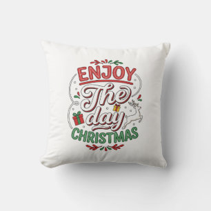 Enjoy The Day Christmas Reindeer Gift Cushion