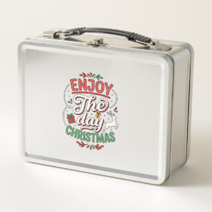 Enjoy The Day Christmas Reindeer Gift Metal Lunch Box