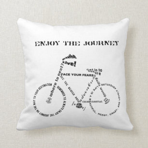Enjoy the Journey, Adventure Words Bicycle Cushion