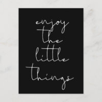 Enjoy the little things black postcard