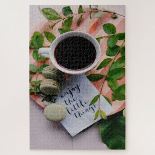 Enjoy The Little Things Coffee Cookies Peace Jigsaw Puzzle