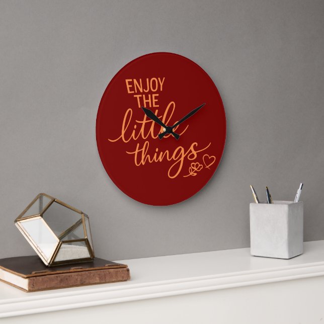 Enjoy The Little Things Gratitude Positivity Quote Large Clock (Office)
