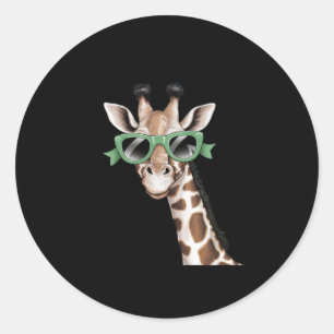 Enjoy The Little Things Green Ribbon Cool Giraffe  Classic Round Sticker