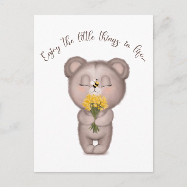 Enjoy The Little Things In Life Bear Postcard (Front)