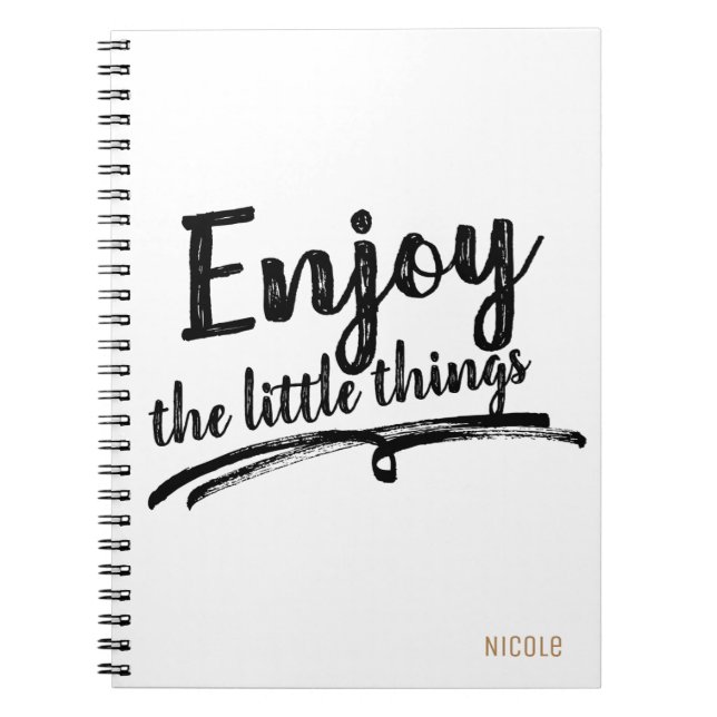 ENJOY THE LITTLE THINGS Typography Personalised Notebook (Front)