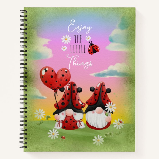 Enjoy the Little Things with Ladybug Gnomes Notebook (Front)
