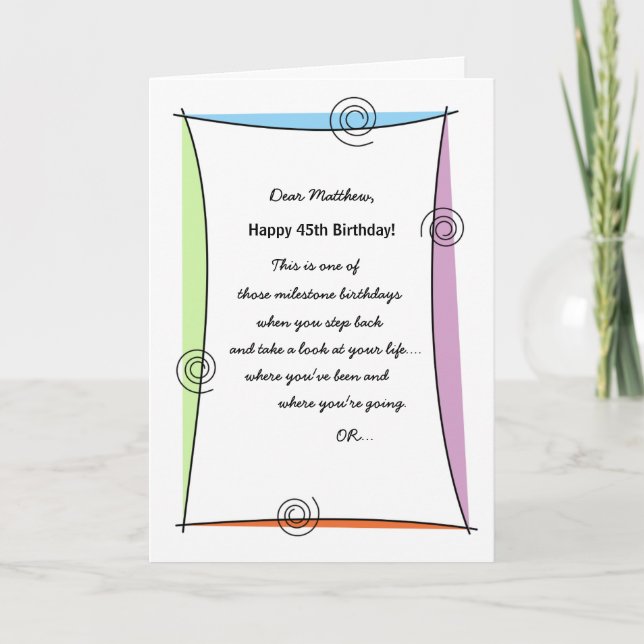 Enjoy the moment 45th Birthday Card (Front)