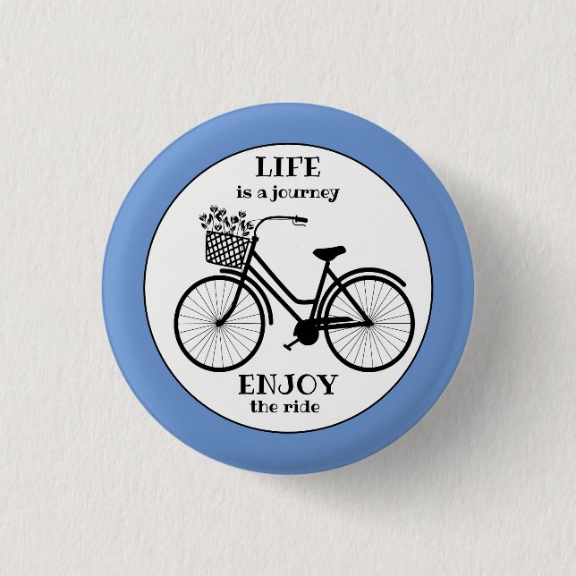 Enjoy the ride bicycle silhouette motivational 3 cm round badge (Front)