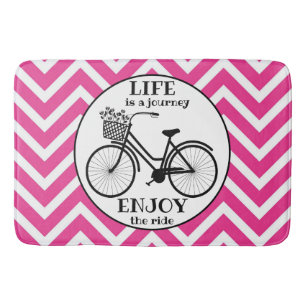 Enjoy The Ride   Bicycle With Flowers Motivational Bath Mat
