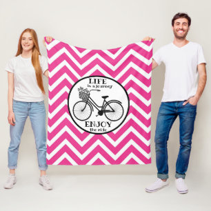 Enjoy The Ride   Bicycle With Flowers Motivational Fleece Blanket