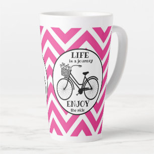 Enjoy The Ride   Bicycle With Flowers Motivational Latte Mug