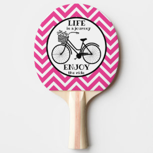 Enjoy The Ride Bicycle With Flowers Motivational Ping Pong Paddle