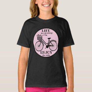 Enjoy The Ride Bicycle With Flowers Motivational T-Shirt