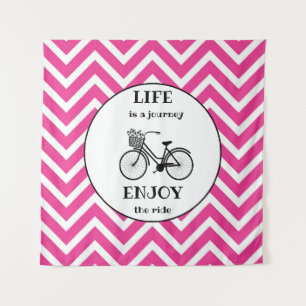 Enjoy The Ride Bicycle With Flowers Motivational Tapestry