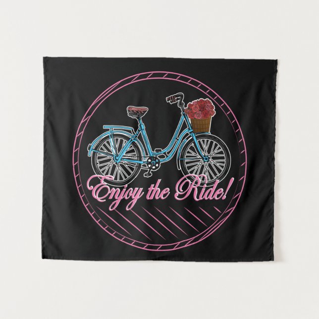 Enjoy The Ride Cute Bicycle Tapestry (Front (Horizontal))