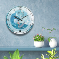 Enjoy the Ride! Surfer Acrylic Wall Clock