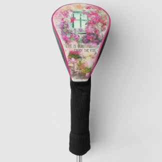 Enjoy The Ride | Watercolor Bicycle With Flowers Golf Head Cover