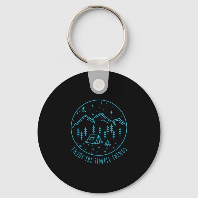 Enjoy the simple things campfire nature minimalist key ring (Front)