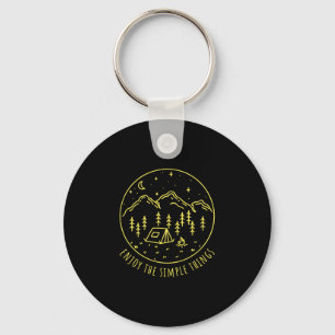 Enjoy the simple things campfire nature minimalist key ring