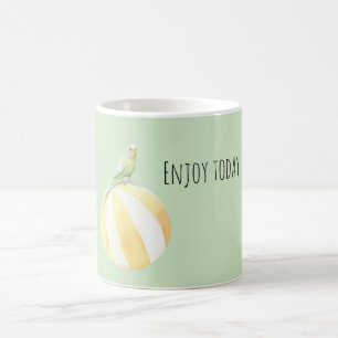 Enjoy Today Green Bird on Beach Ball Coffee Mug