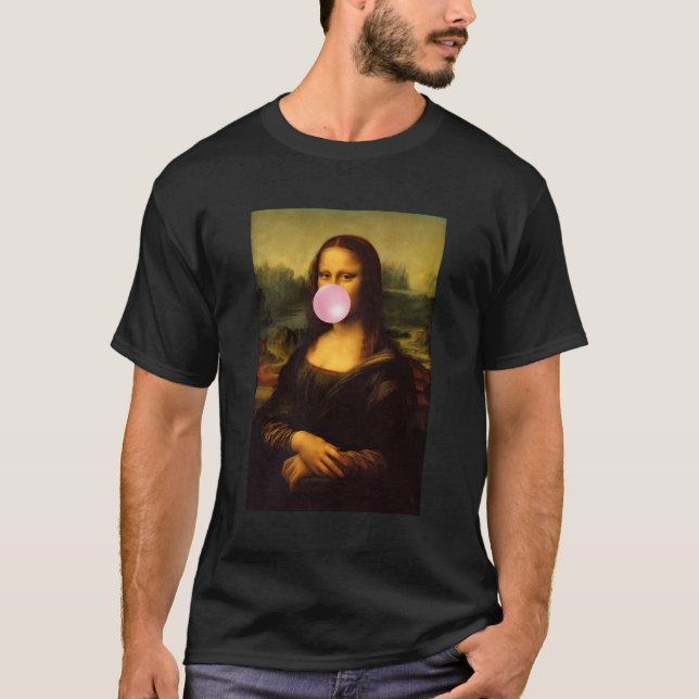 Enjoy Wear French Mona Lisa Chewing Bubble Gum Fun T-Shirt (Front)