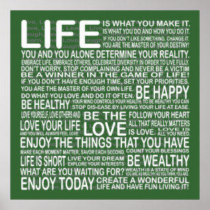 Enjoy your life poster in green