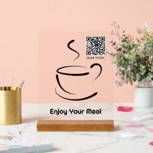 Enjoy your meal, scan QR code to pay Acrylic Sign