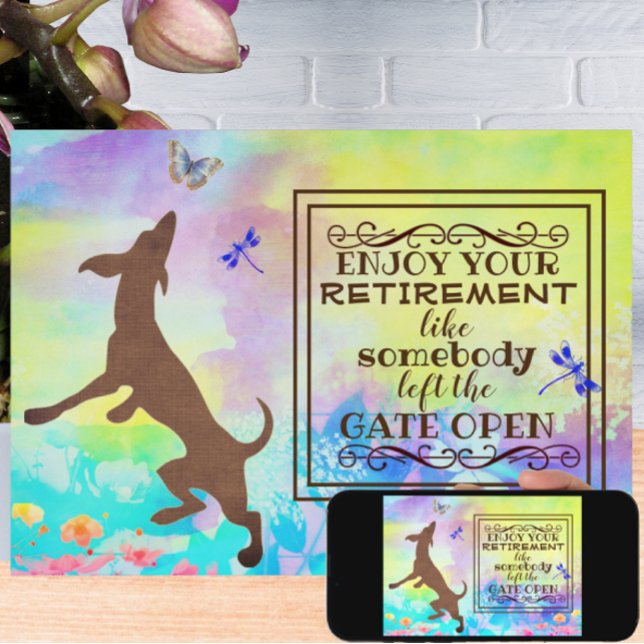 Enjoy Your Retirement Dancing Dog Watercolor Card (Creator Uploaded)