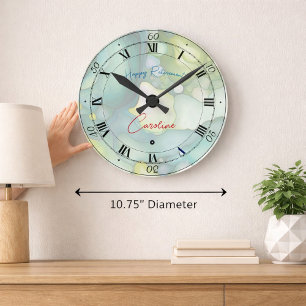 Enjoy Your Retirement Pastel Fluid Colours Round Clock