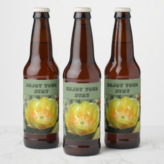 Enjoy Your Stay Cactus Flower Southwest Home Guest Beer Bottle Label