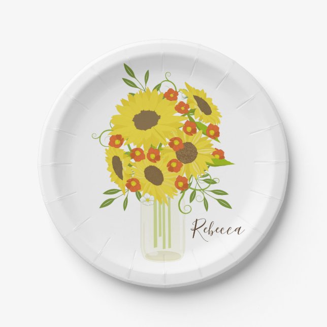 Enjoy your Sunflowers Paper Plate (Front)