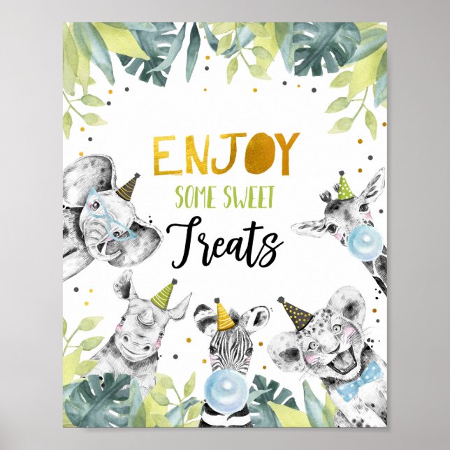 Enjoy Your Sweet Treats Safari Party Animals Sign (Front)