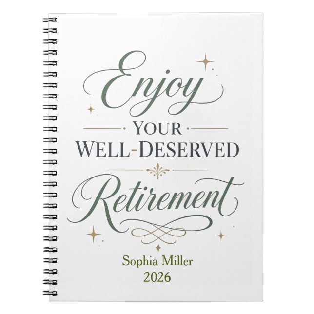 Enjoy Your Well-Deserved Retirement Personalised  Notebook (Front)