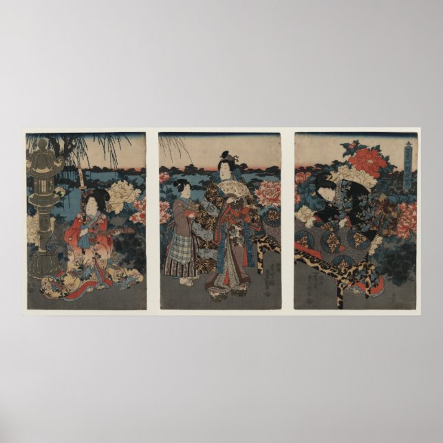 Enjoying a Garden of Peonies Poster (Front)