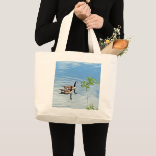 Enjoying a Swim Large Tote Bag