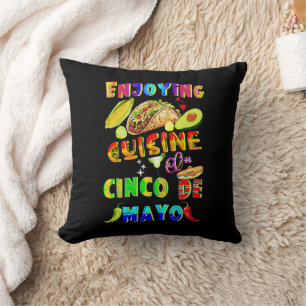 Enjoying Cuisine On Cinco de Mayo Cushion