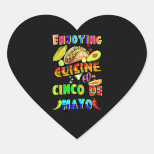 Enjoying Cuisine On Cinco de Mayo Heart Sticker
