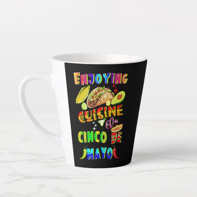 Enjoying Cuisine On Cinco de Mayo Latte Mug (Left)