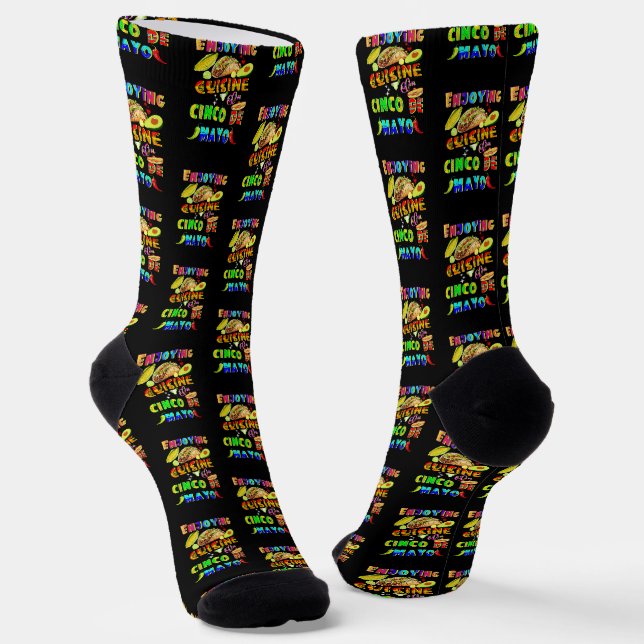 Enjoying Cuisine On Cinco de Mayo Socks (Angled)