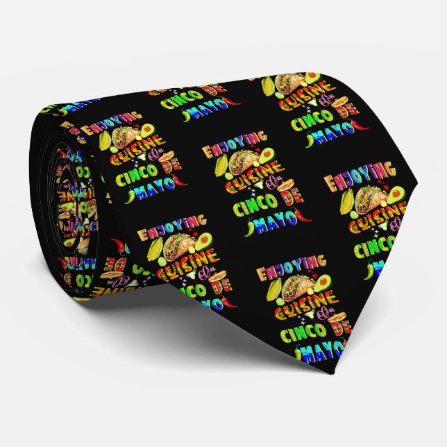 Enjoying Cuisine On Cinco de Mayo Tie (Rolled)