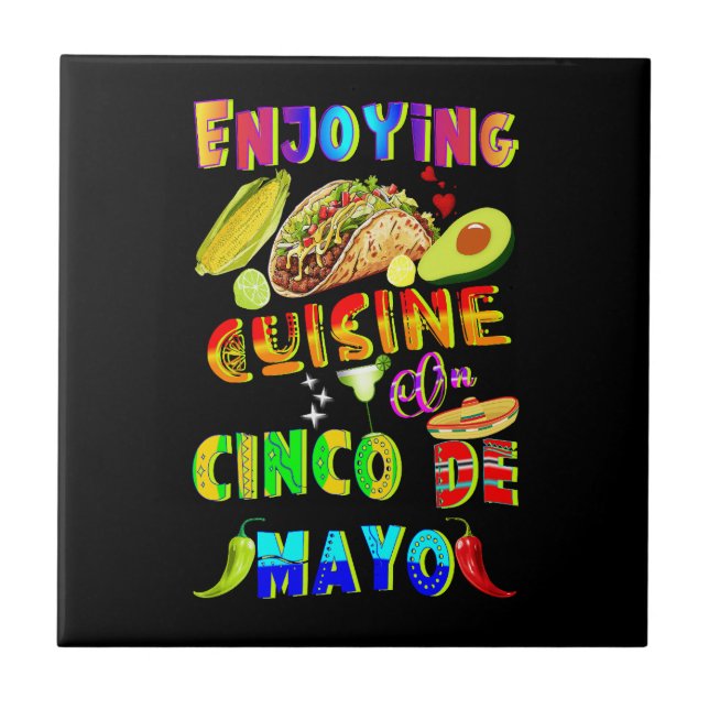 Enjoying Cuisine On Cinco de Mayo Tile (Front)