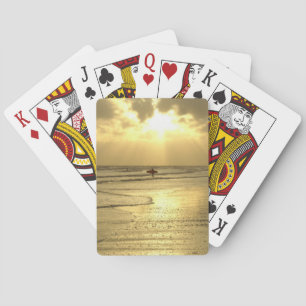 Enjoying The Beach at Sunset Playing Cards