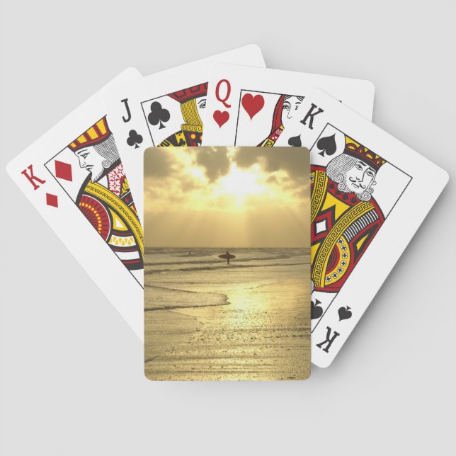 Enjoying The Beach at Sunset Playing Cards (Back)