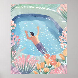 Enjoying the pool poster