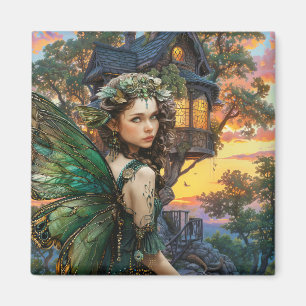 Enjoying The Sunset Outside Her Home Magnet