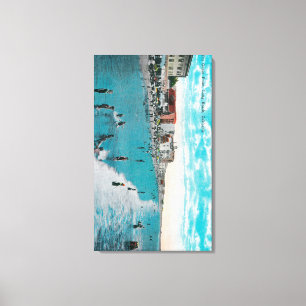 Enjoying Waves at Ocean BeachLong Beach, CA Canvas Print