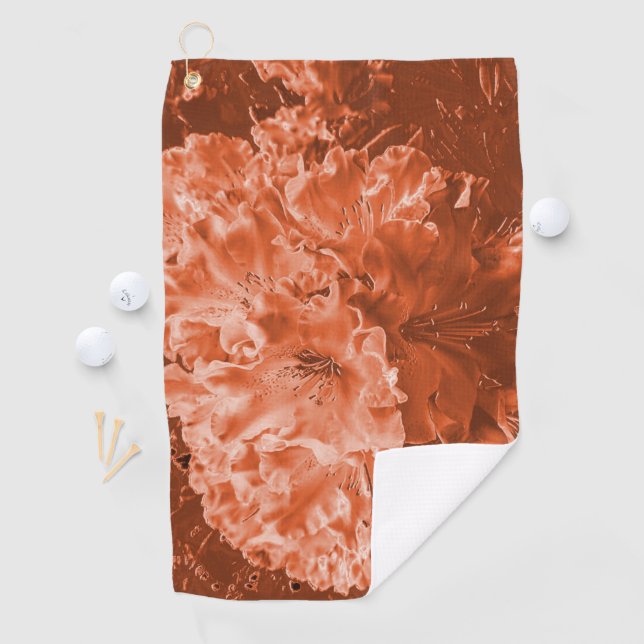 Enlarged flower with slight relief, brown salmon   golf towel (InSitu)