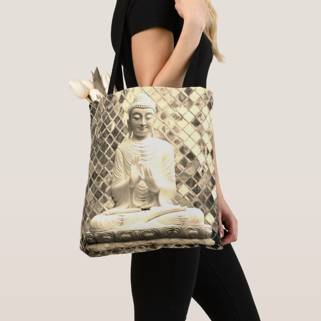 Enlightened Buddha gold tote bag (Close Up)