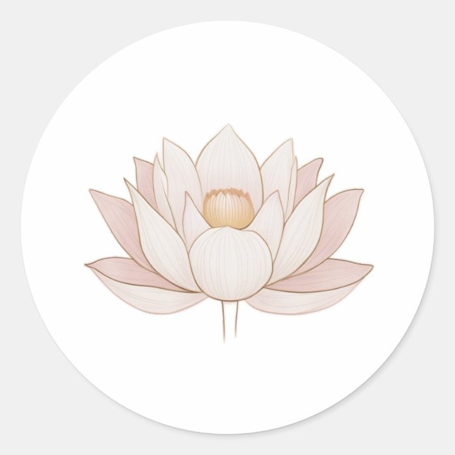 Enlightened Lotus: Minimalist Symbol of Purity" Classic Round Sticker (Front)